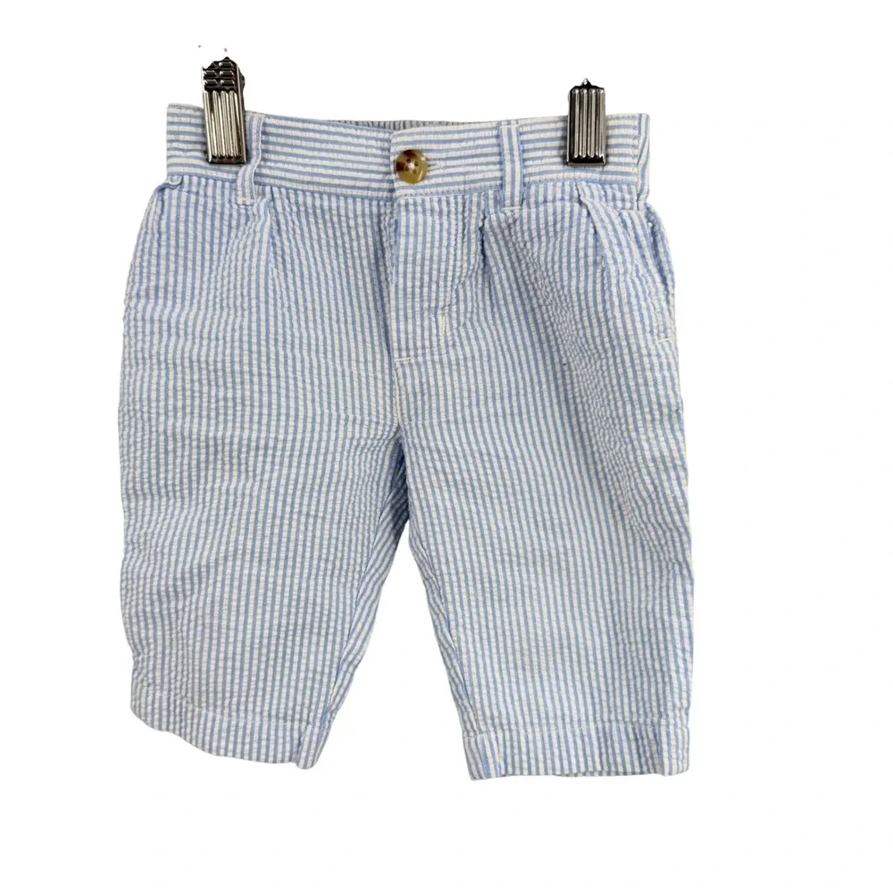 Ralph Lauren Baby Seersucker Pants Size 6 Month Blue White‎ Striped Cotton